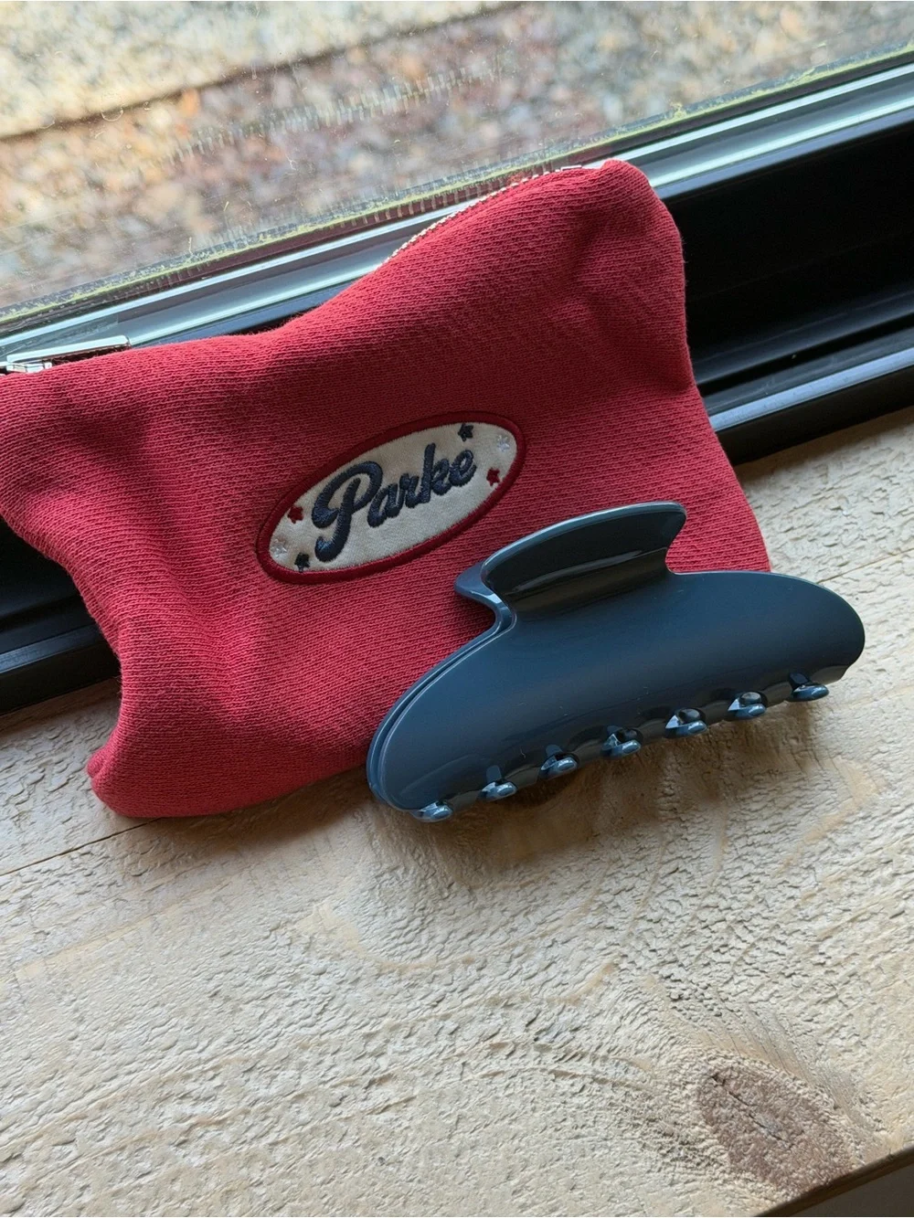 NEW PARKE Claw Clip and Zipper Pouch in Washed Indigo